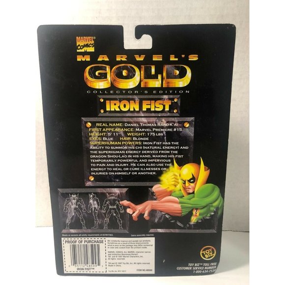 Marvel Comics Marvel’s Gold Iron Fist Sealed,Clean! Toy Biz!(B191) - Picture 3 of 3